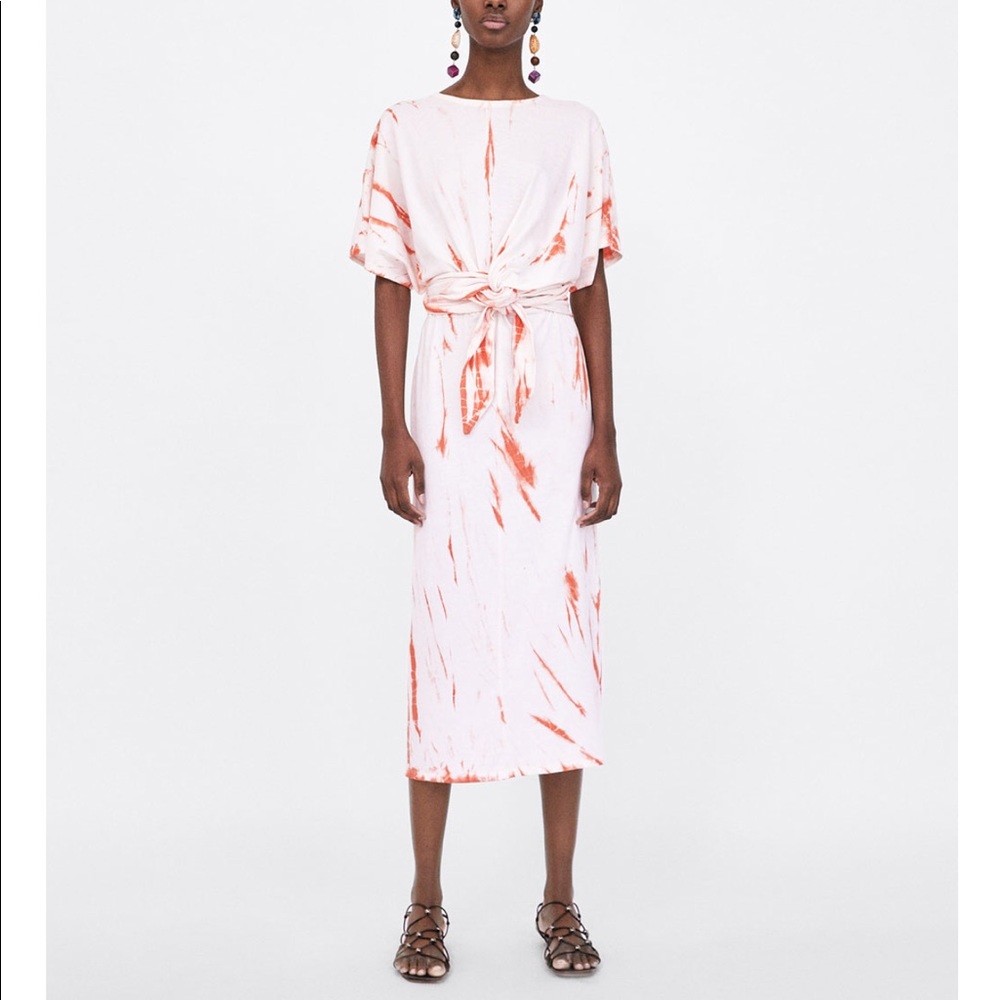 NWT Zara long dress with a knot in ecru size M